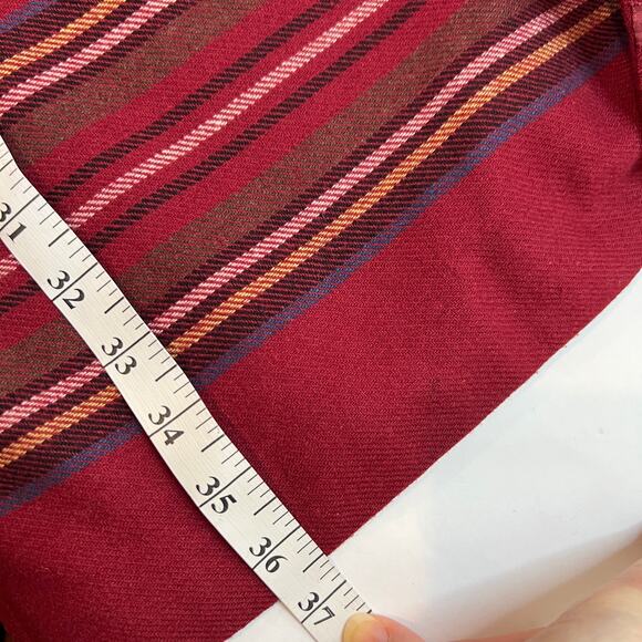 Vtg Eddie Bauer Wool Blanket Wrap Skirt Sz 10 Cranberry Red Multi Stripe Long - Picture 11 of 11